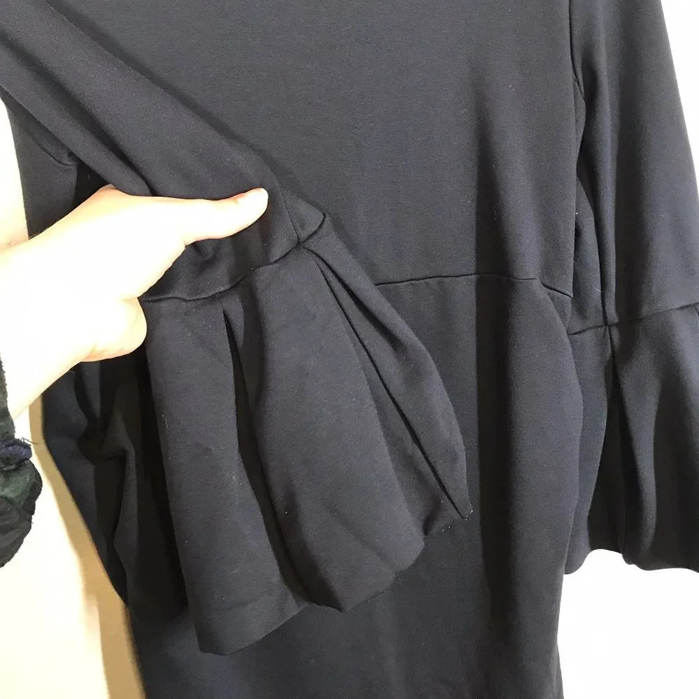 Soon Maternity Myra Black Ruffle Sleeve Maternity Dress - Picture 5 of 9